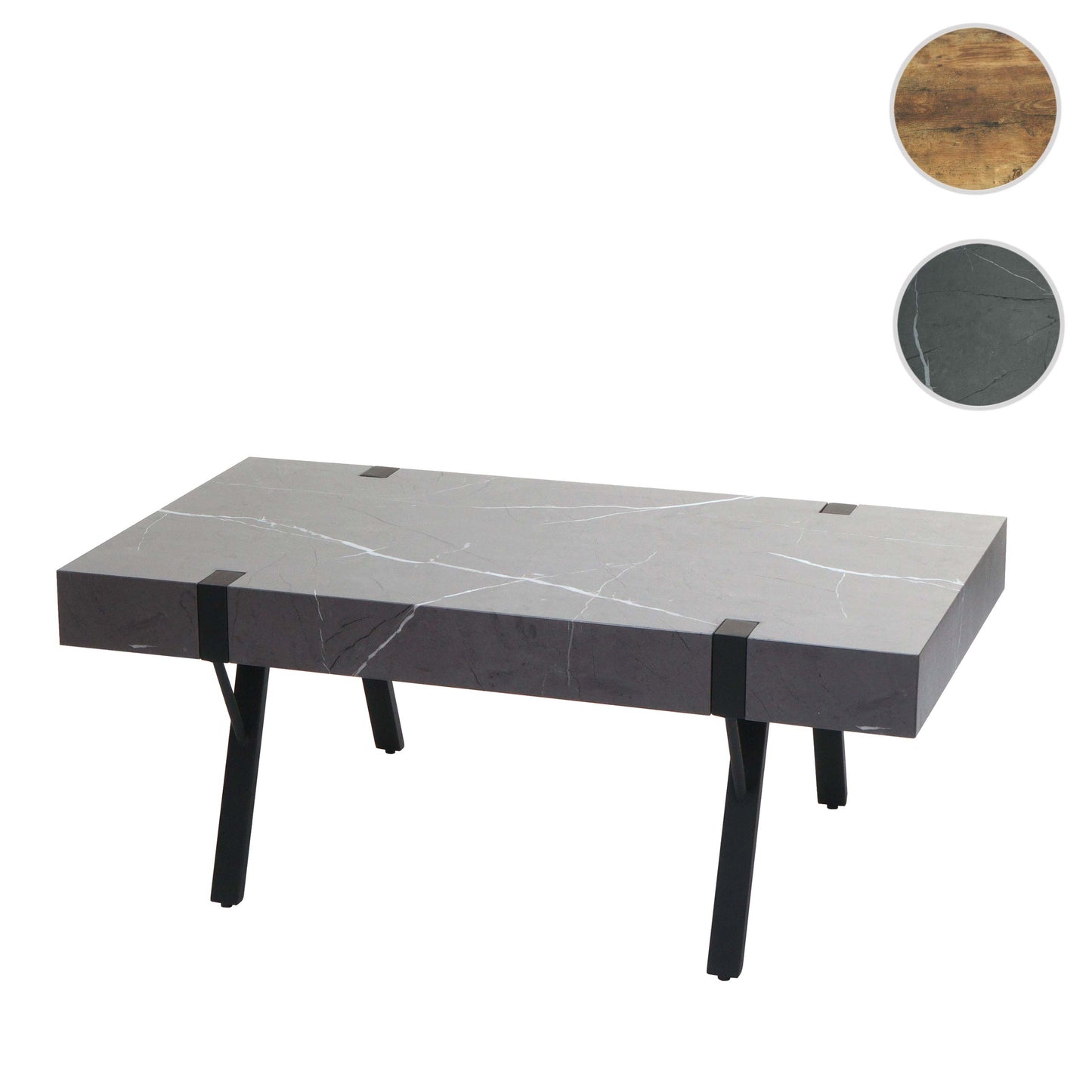 Salontafel MCW-L54, woonkamertafel bijzettafel sofatafel, metaal 43x110x60cm ~ marmer look grijs
