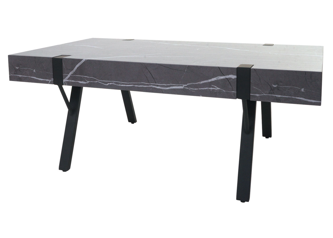 Salontafel MCW-L54, woonkamertafel bijzettafel sofatafel, metaal 43x110x60cm ~ marmer look grijs