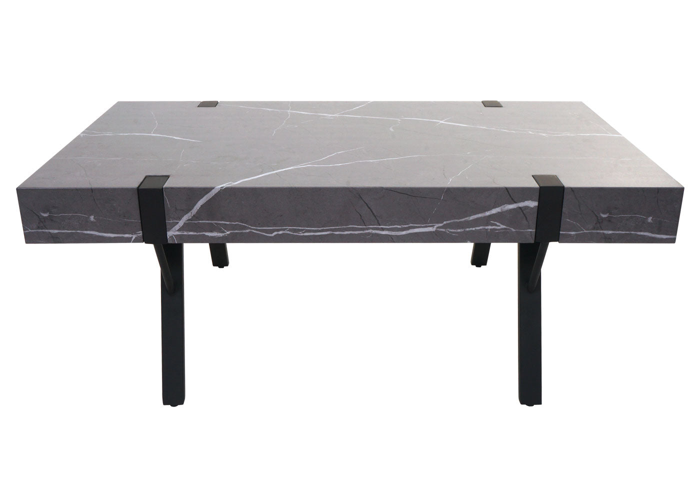 Salontafel MCW-L54, woonkamertafel bijzettafel sofatafel, metaal 43x110x60cm ~ marmer look grijs