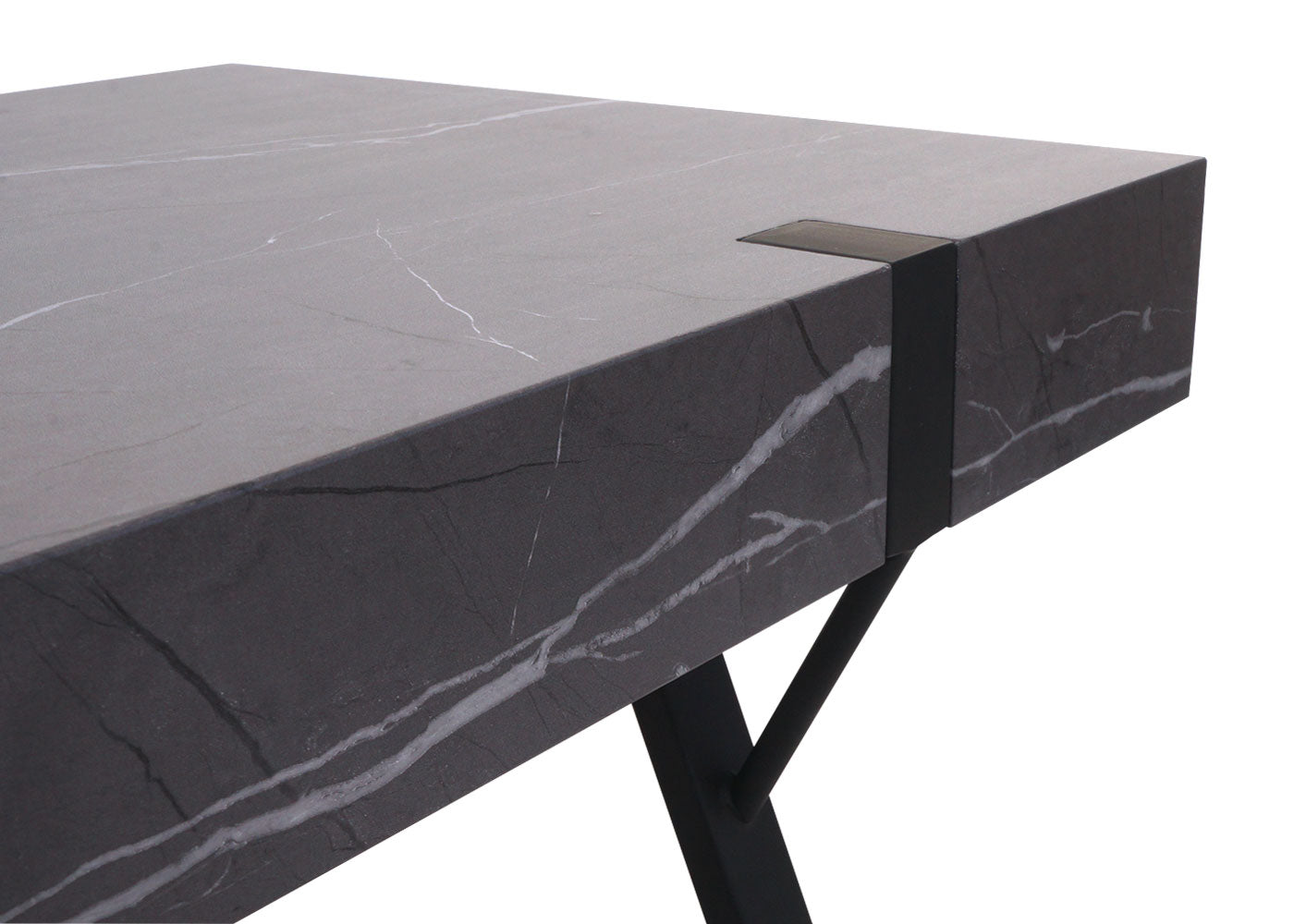 Salontafel MCW-L54, woonkamertafel bijzettafel sofatafel, metaal 43x110x60cm ~ marmer look grijs