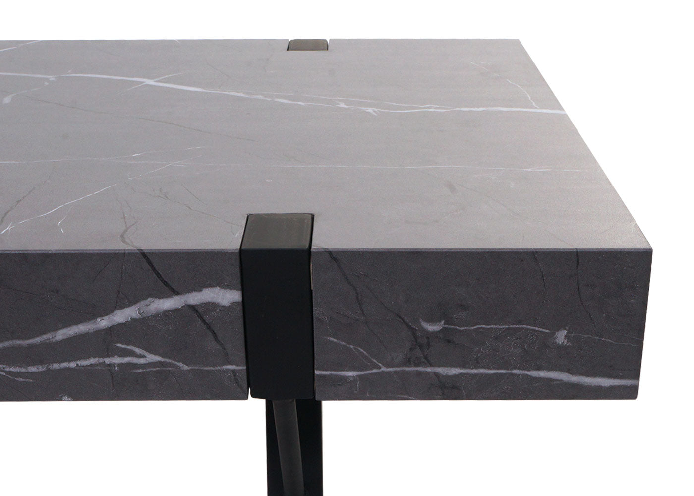 Salontafel MCW-L54, woonkamertafel bijzettafel sofatafel, metaal 43x110x60cm ~ marmer look grijs