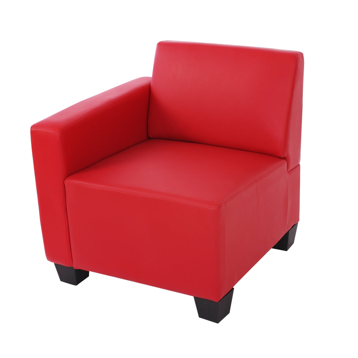 Modulair zijpaneel links, fauteuil met armleuning Lyon, kunstleer ~ rood