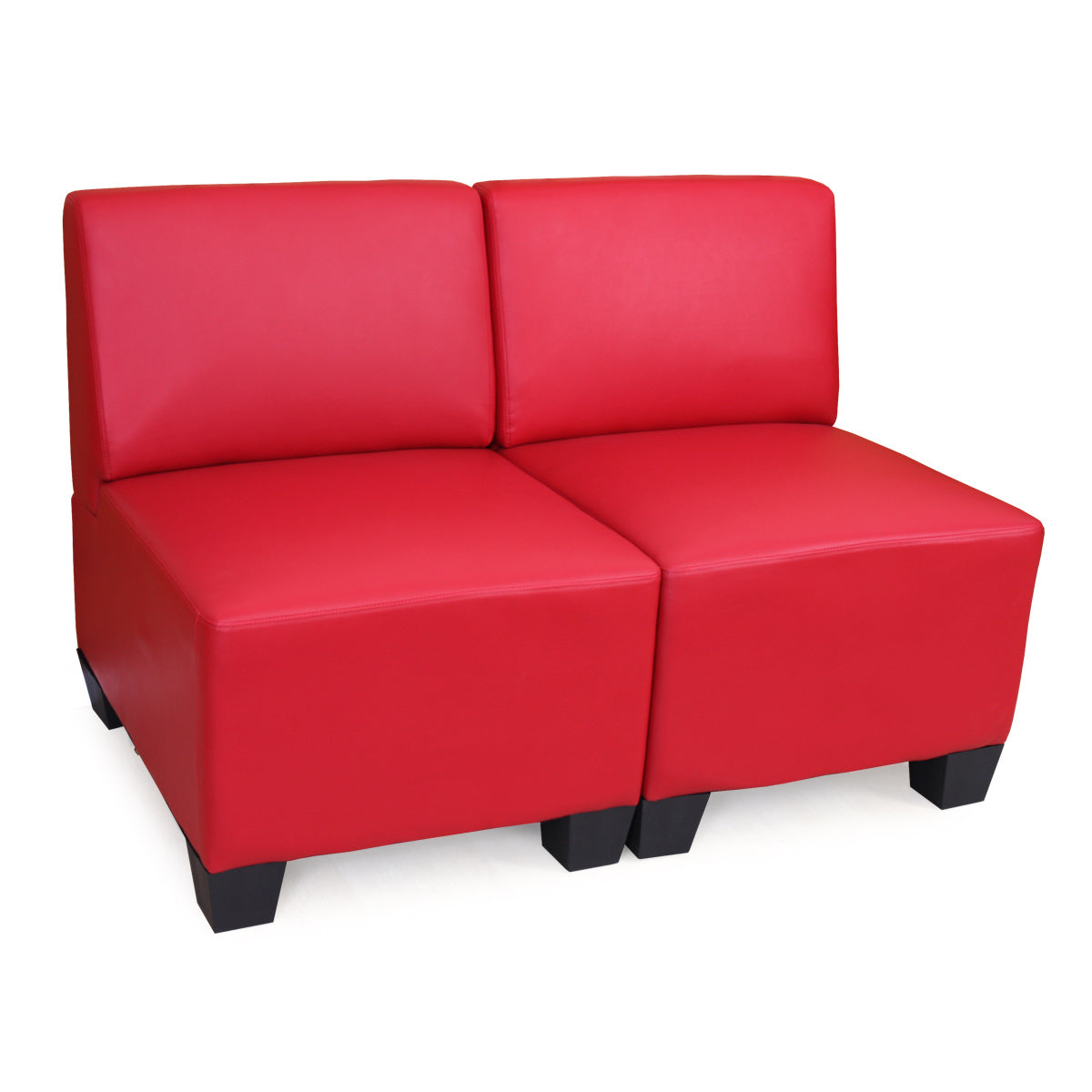 Modulaire 2-zitsbank Lyon, kunstleer ~ rood, zonder armleuningen