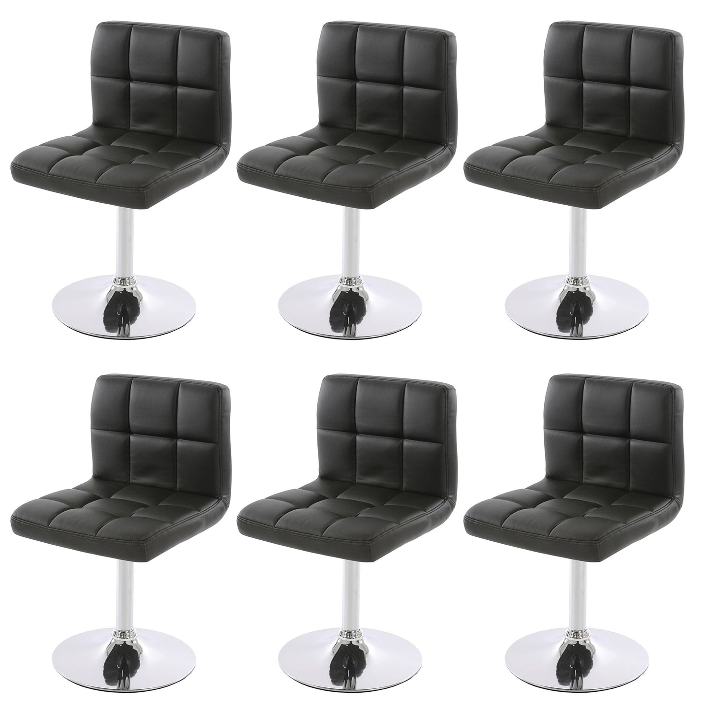 Set van 6 eetkamerstoelen Bureaustoel Stoel Kavala kunstleer chroom ~ zwart