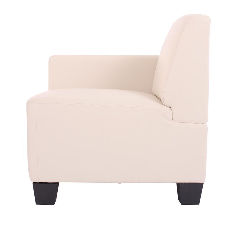 Modulair zijpaneel links, fauteuil met armleuning Lyon, kunstleer ~ crème