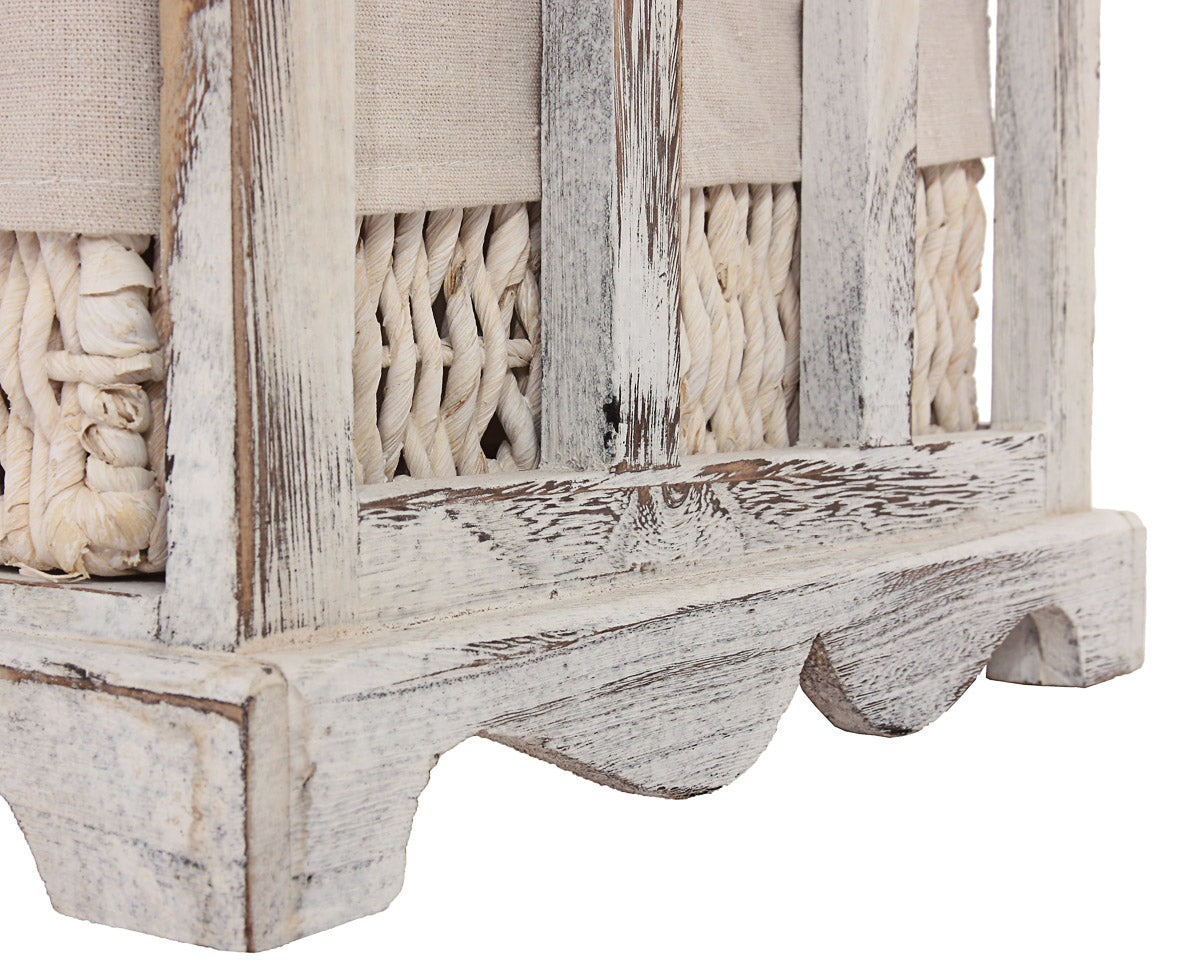 Ladekast en bank met 5 laden, 45x77x36cm, shabby look, vintage ~ wit