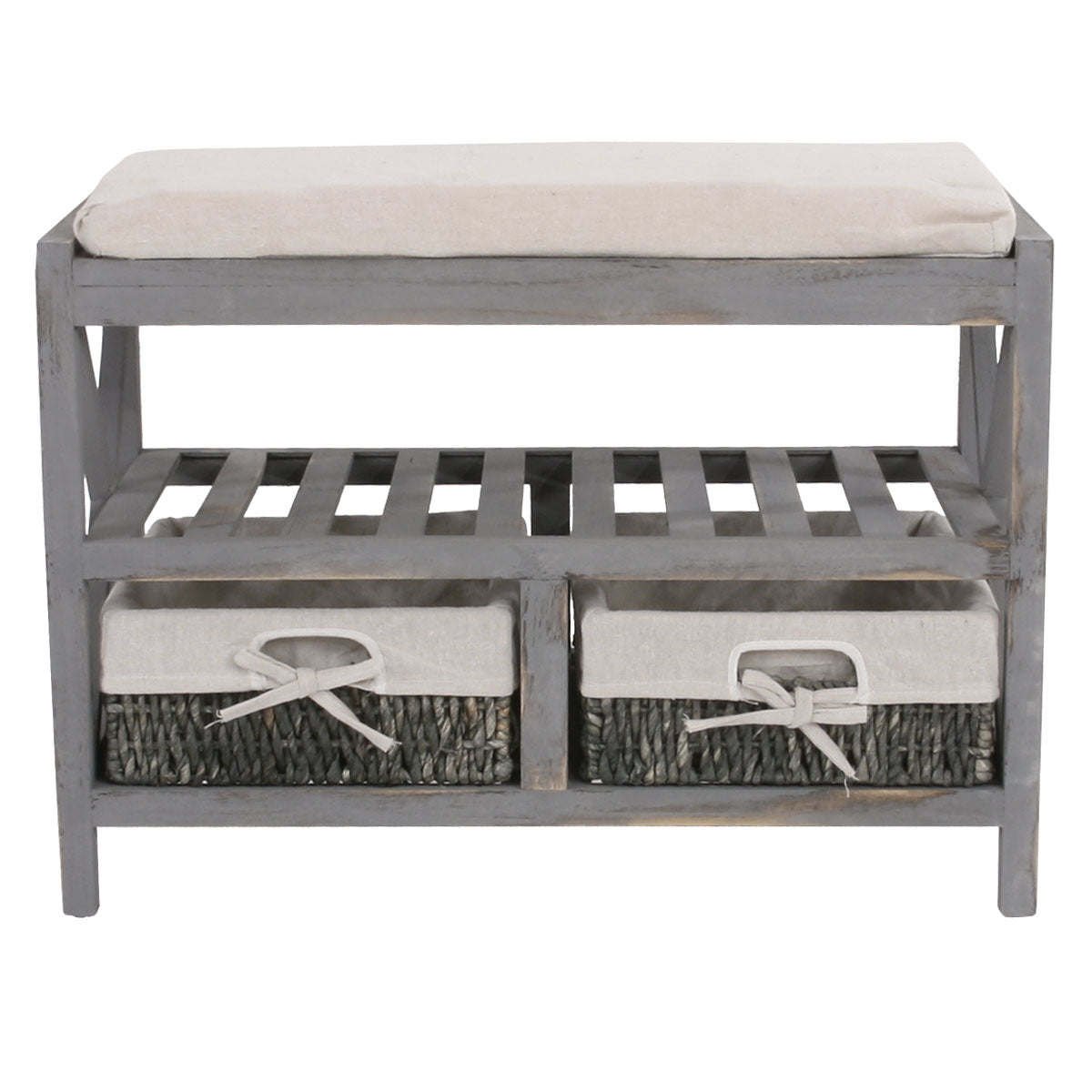 Schoenenrek MCW-C48, bank schoenenrek, shabby-look vintage 45x65x34cm ~ grijs