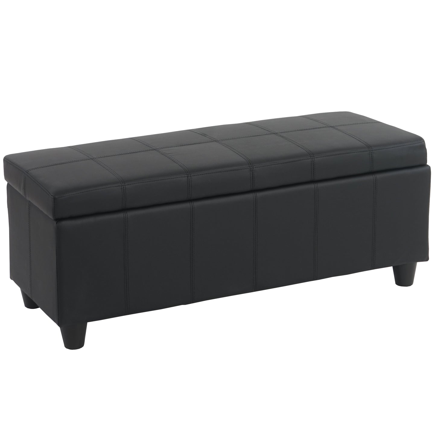 Opbergkist Kriens, zitbank, kunstleer, 45x114x45cm ~ zwart mat