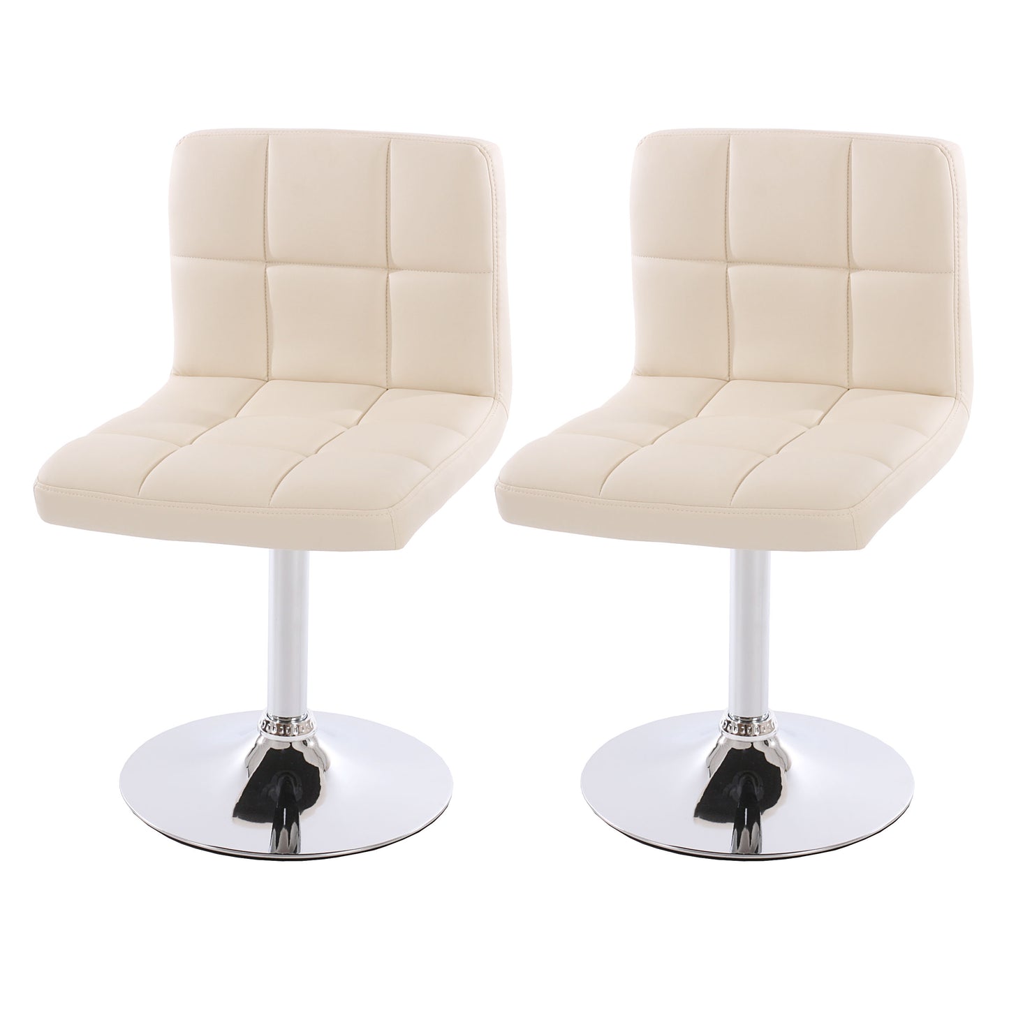 Set van 2 eetkamerstoelen Bureaustoel Stoel Kavala kunstleer chroom ~ crème