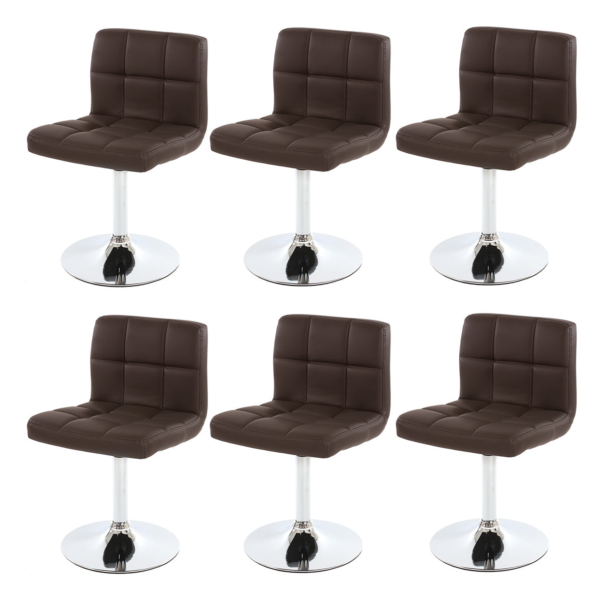 Set van 6 eetkamerstoelen Bureaustoel Stoel Kavala kunstleer chroom ~ bruin
