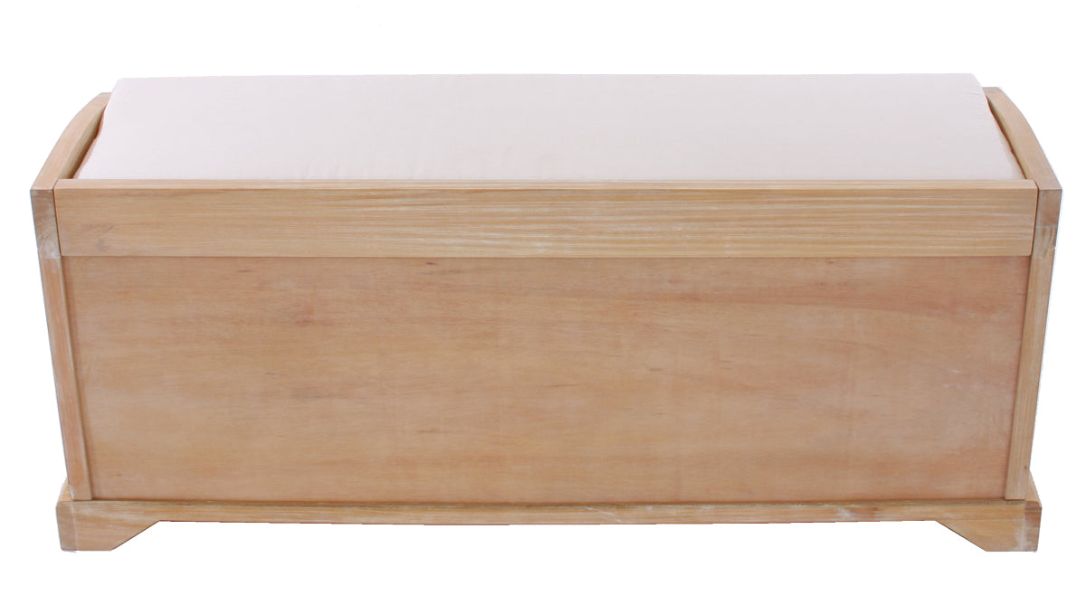 Bienne bank, opbergdoos, 3 manden, Kubu rotan vlechtwerk, 112x46x37cm ~ lichtkleurig