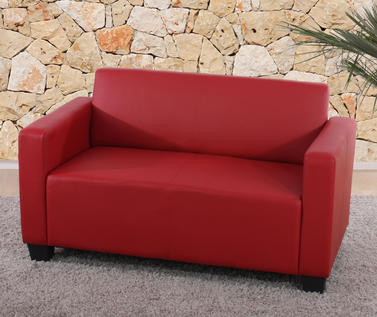 Bankstel Bankstel 2x 2-zitsbank Lyon kunstleer ~ rood