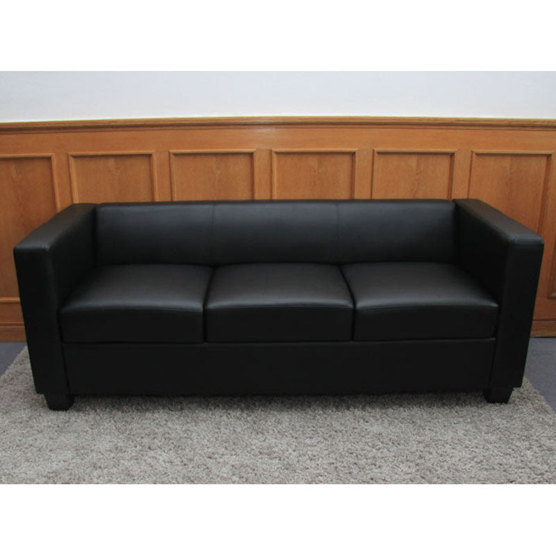 3-zits bank loungebank Lille ~ leder, zwart