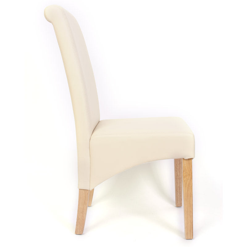 Eetkamerset Set M37, bank en 2 stoelen kunstleer ~ 120x43x49 cm crème, lichtgekleurde poten