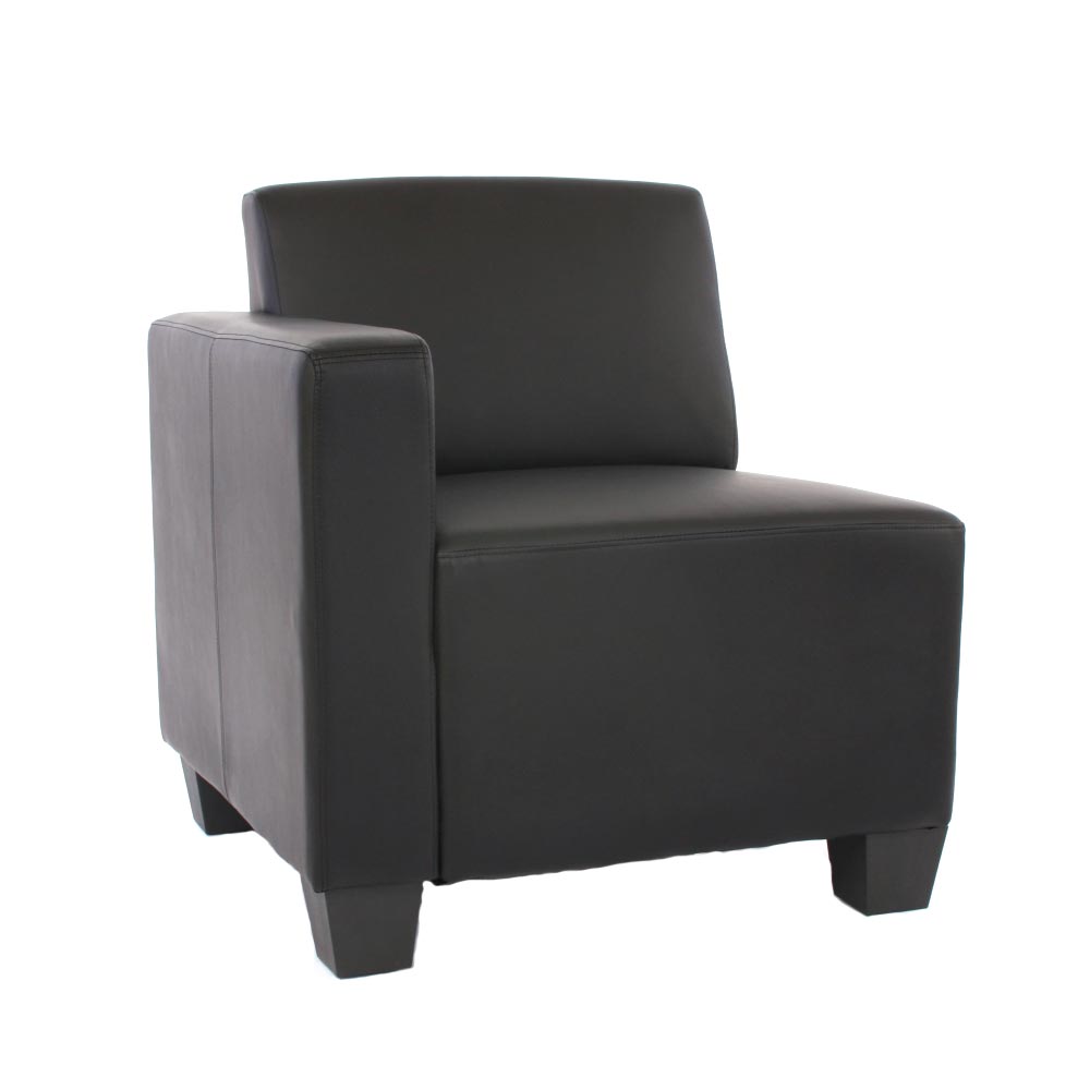 Modulair zijpaneel links, fauteuil met armleuning Lyon, kunstleer ~ zwart