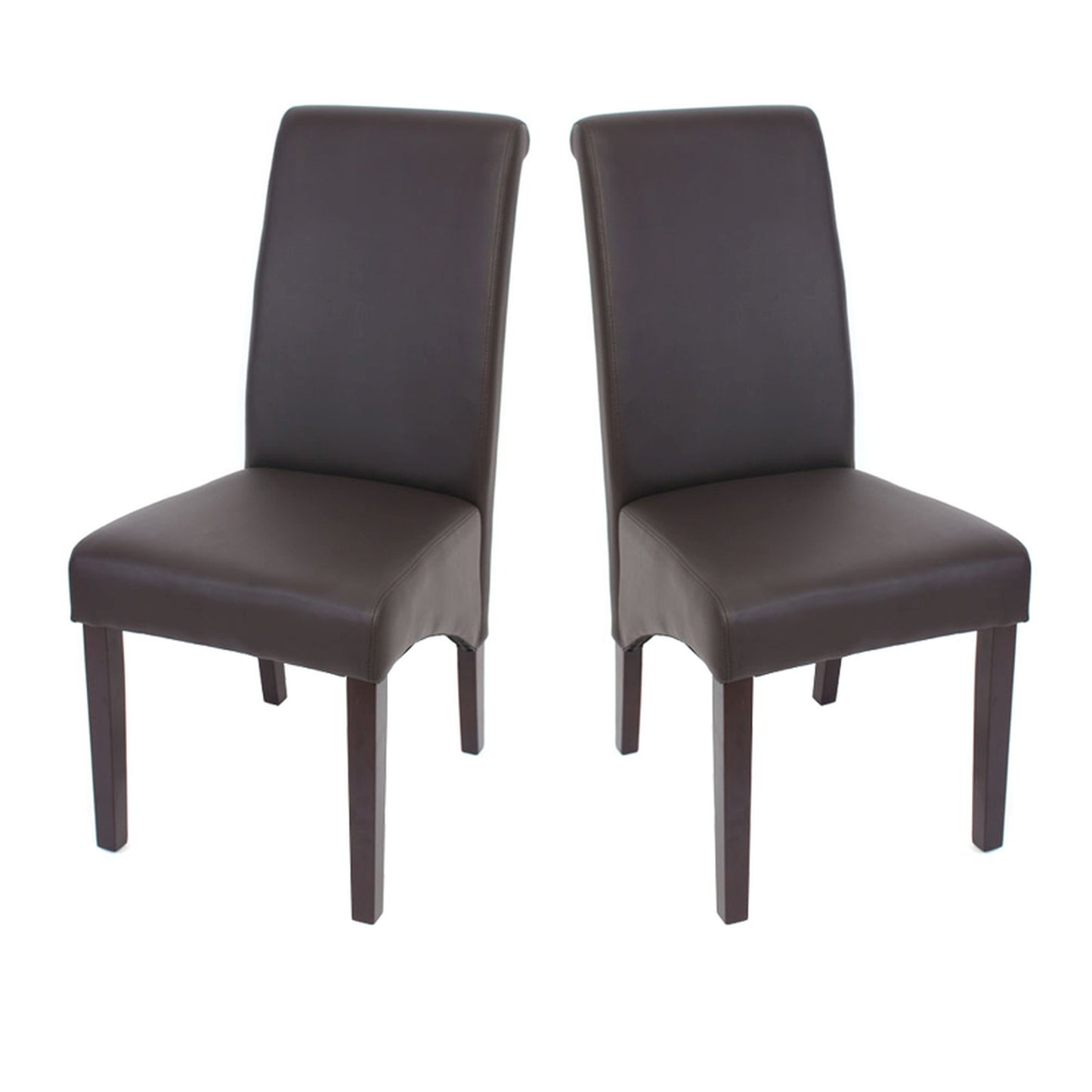 Eetkamerset Set M37, bank en 2 stoelen kunstleer ~ 120x43x49 cm bruin, donkere poten