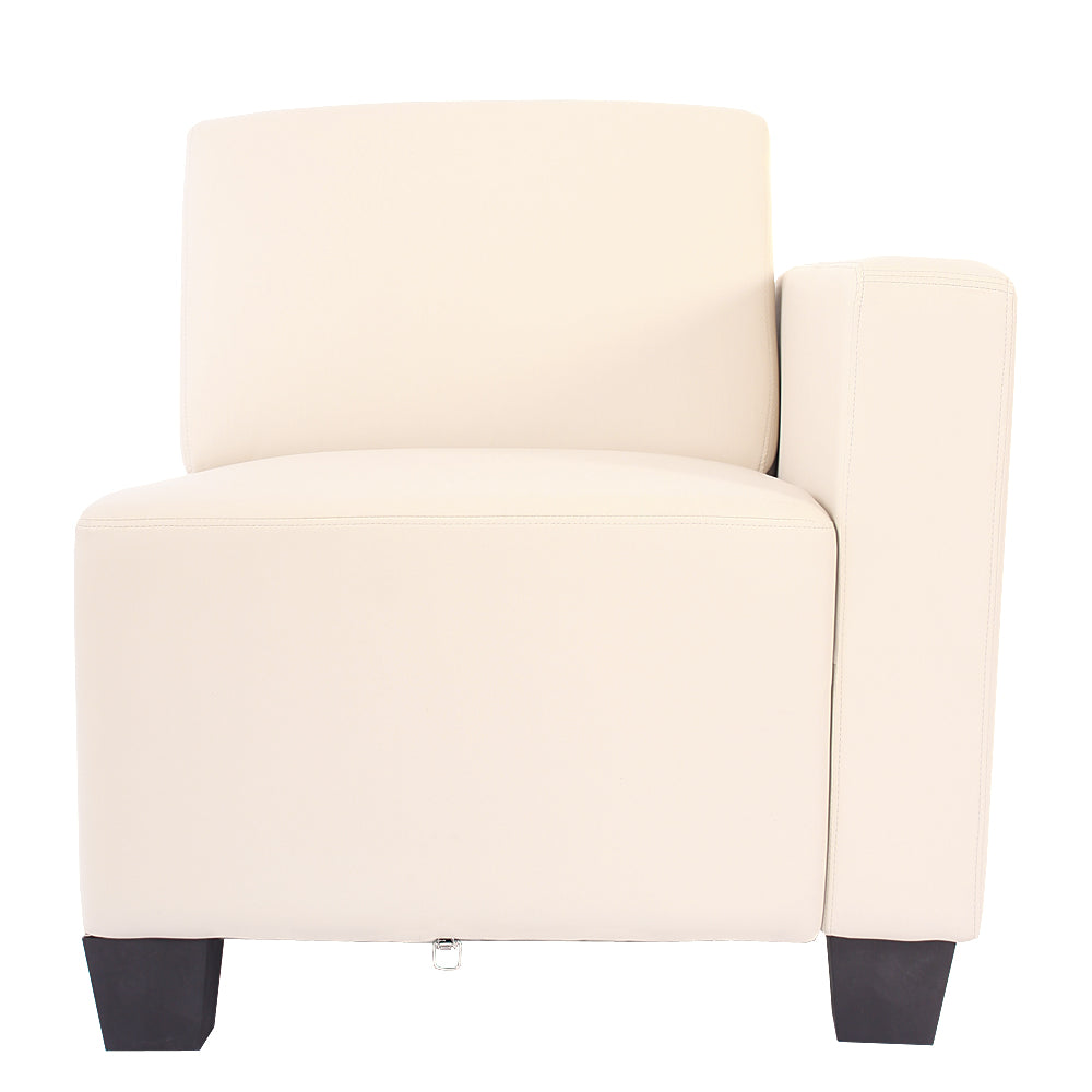 Modulair zijpaneel rechts, fauteuil met armleuning Lyon, kunstleer ~ crème