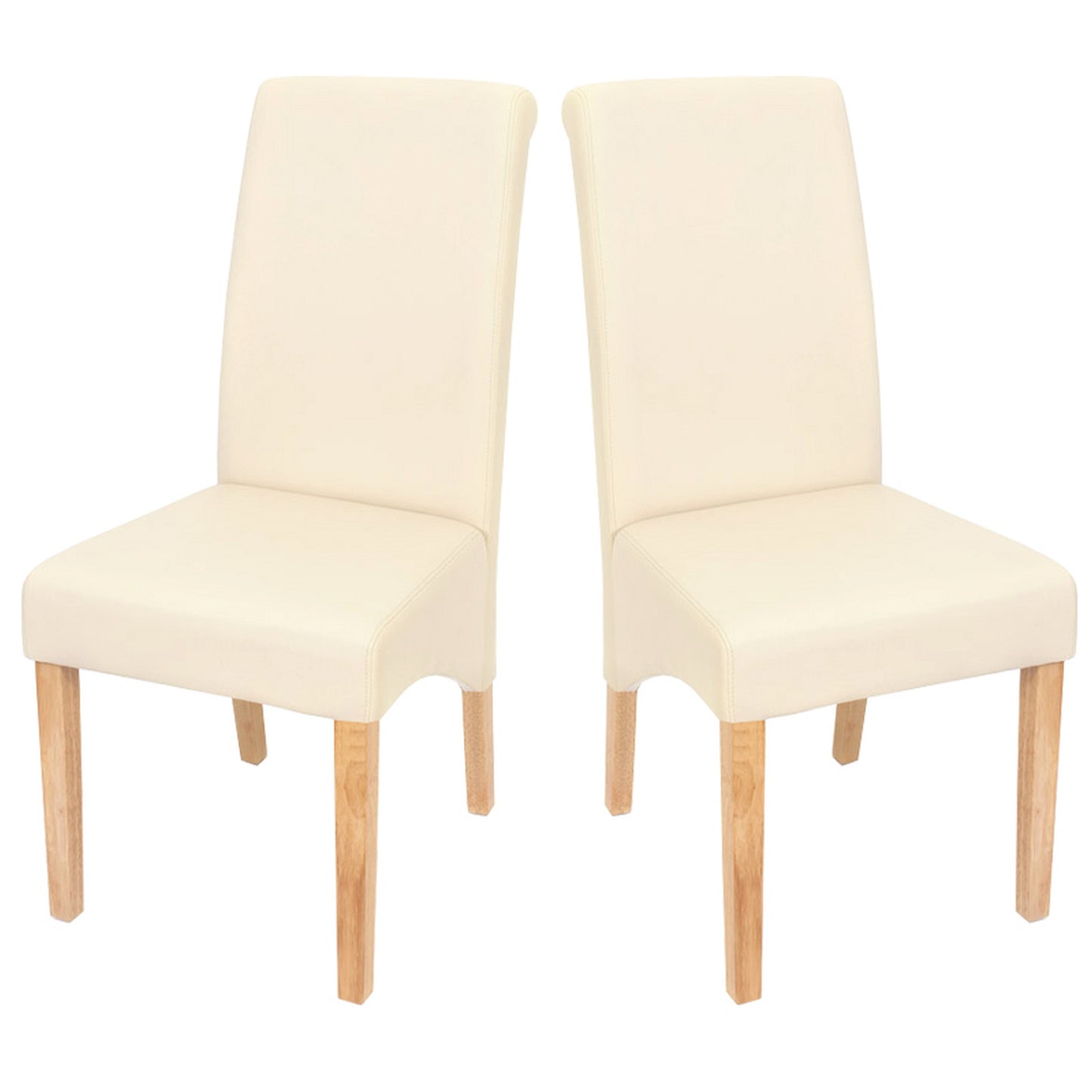 Eetkamerset Set M37, bank en 2 stoelen kunstleer ~ 120x43x49 cm crème, lichtgekleurde poten