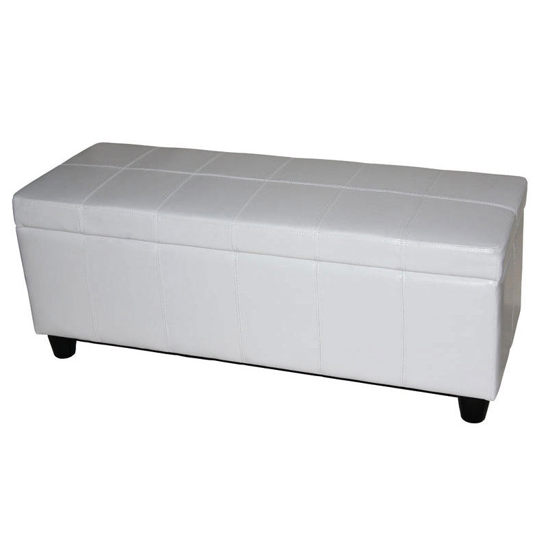 Opbergkist bank Kriens, leer + kunstleer, 112x45x45cm MVG-gecertificeerd ~ wit