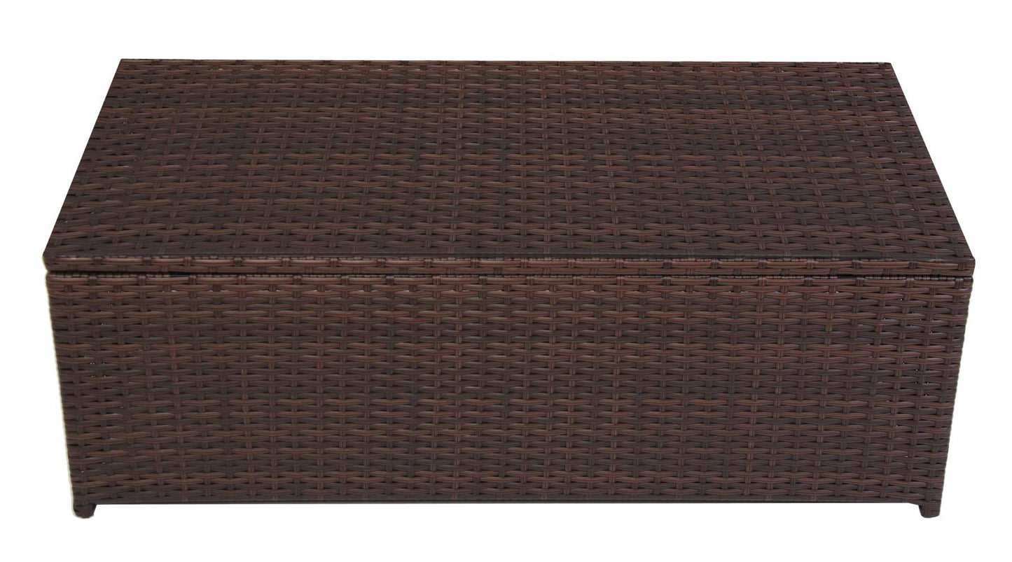 Modulaire poly rotan aluminium bank RomV 37x111x58cm ~ bruin, salontafel, PE blad