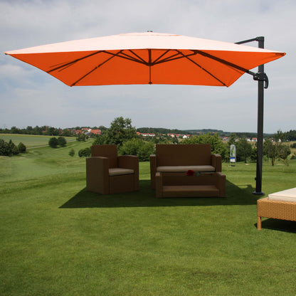 Zweefparasol MCW-A96, parasol, 3x4m (Ø5m) polyester/aluminium 26kg ~ terracotta zonder voet, draaibaar