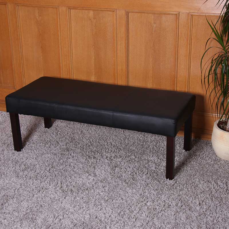 Bank Gestoffeerde bank Bank M37 kunstleer ~ 120x43x49 cm zwart, donkere poten