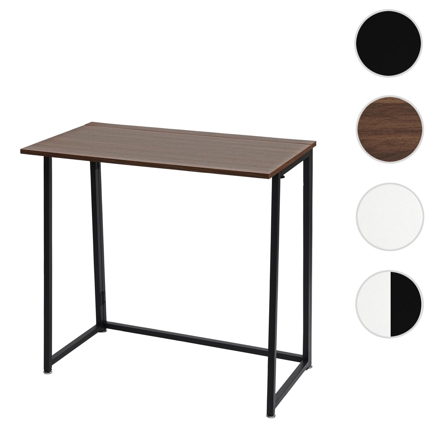 Bureau MCW-K67 opvouwbaar, consoletafel opvouwbare laptoptafel opbergtafel, 80x45cm, metaal MDF ~ zwart bruin