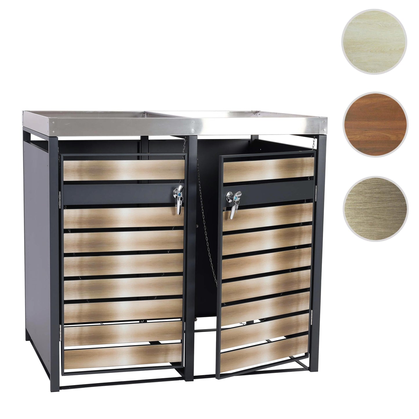 2-tankkast met plantenbak MCW-J81, uitbreidbaar, 125x132x80cm metaal 47kg, antraciet ~ goud