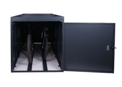 2-fietsenstalling met plantenbak MCW-L56b, fietsenbak, afsluitbaar gegalvaniseerd staal 125x113x208cm ~ antraciet