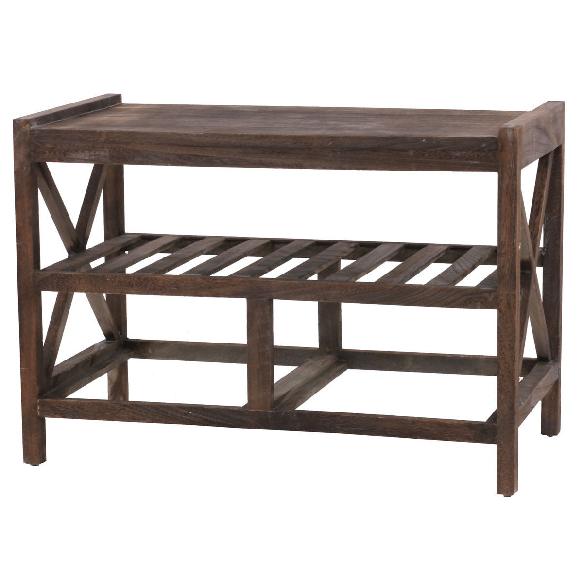 Schoenenrek MCW-C48, bank schoenenrek, shabby-look vintage 45x65x34cm ~ bruin