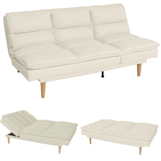 Slaapbank MCW-M79, slaapbank voor gasten, slaapfunctie ligoppervlak 180x110cm ~ stof/textiel crème