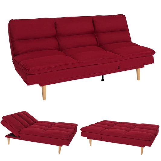 Slaapbank MCW-M79, slaapbank voor gasten, slaapfunctie ligoppervlak 180x110cm ~ stof/textiel bordeaux