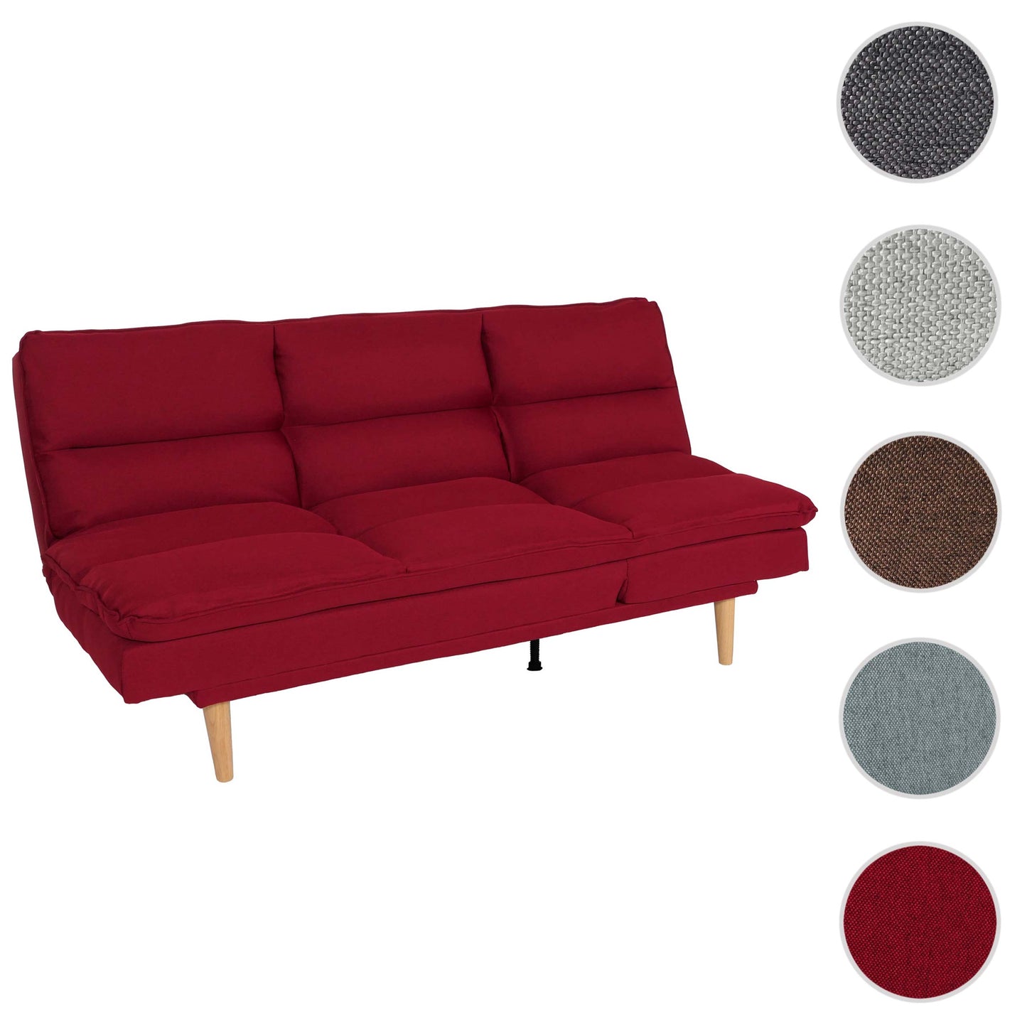 Slaapbank MCW-M79, slaapbank voor gasten, slaapfunctie ligoppervlak 180x110cm ~ stof/textiel bordeaux