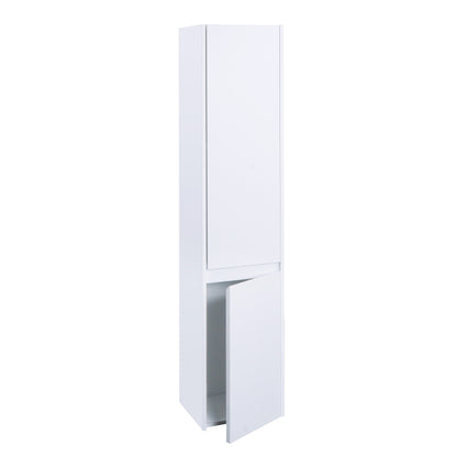 Wandkast MCW-L86, badkamermeubel highboard hoge kast, MVG melamine 2 deuren 3 vakken 160x33cm ~ wit