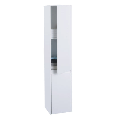 Wandkast MCW-L86, badkamermeubel highboard hoge kast, MVG melamine 2 deuren 3 vakken 160x33cm ~ wit