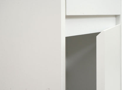 Wandkast MCW-L86, badkamermeubel highboard hoge kast, MVG melamine 2 deuren 3 vakken 160x33cm ~ wit
