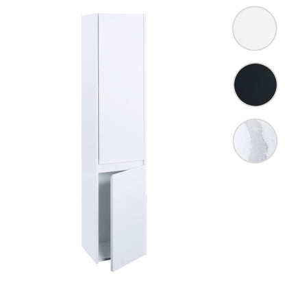 Wandkast MCW-L86, badkamermeubel highboard hoge kast, MVG melamine 2 deuren 3 vakken 160x33cm ~ wit