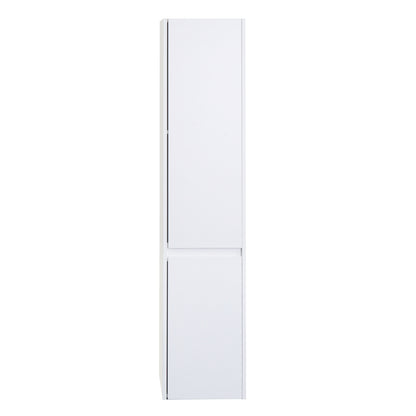 Wandkast MCW-L86, badkamermeubel highboard hoge kast, MVG melamine 2 deuren 3 vakken 160x33cm ~ wit