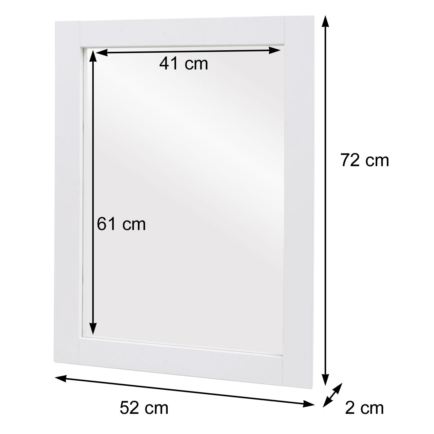 Wandspiegel MCW-L86, badkamerspiegel badkamermeubel spiegel, MVG-gecertificeerd 72x52cm ~ wit