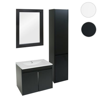 Badkamer set MCW-L86, wastafel wandspiegel wandmeubel wastafel, MVG-gecertificeerd gemelamineerd ~ zwart