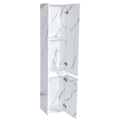 Badkamerset MCW-L86, wastafel wandspiegel wandmeubel wastafel, MVG gemelamineerd ~ marmer-look wit