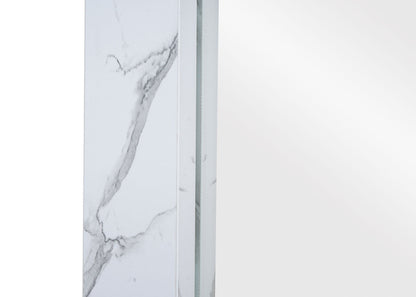 Wandspiegel MCW-L86, badkamerspiegel badkamermeubel spiegel, MVG-gecertificeerd 72x52cm ~ marmer look wit