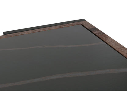 Salontafel MCW-L89, banktafel woonkamertafel, ijzer 43x120x64cm gesinterde steen marmer look zwart hout donkerbruin