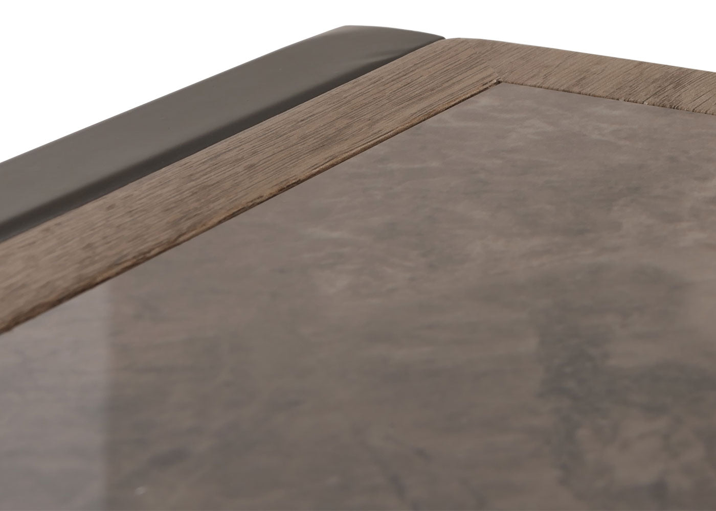Salontafel MCW-L89, banktafel woonkamertafel, ijzer 43x120x64cm gesinterde steen marmer look grijs hout grijsbruin