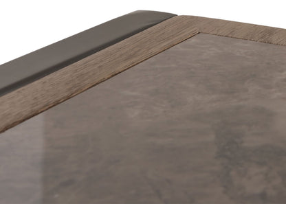 Salontafel MCW-L89, banktafel woonkamertafel, ijzer 43x120x64cm gesinterde steen marmer look grijs hout grijsbruin