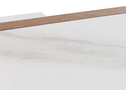 Salontafel MCW-L89, bank tafel woonkamer tafel, ijzer 43x120x64cm gesinterde steen marmer look wit natuurlijk hout