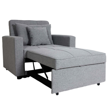 MCW-L90 fauteuil slaapbank, opklapbare fauteuil slaapbank logeerbed, ligvlak 197x103cm stof/textiel ~ lichtgrijs