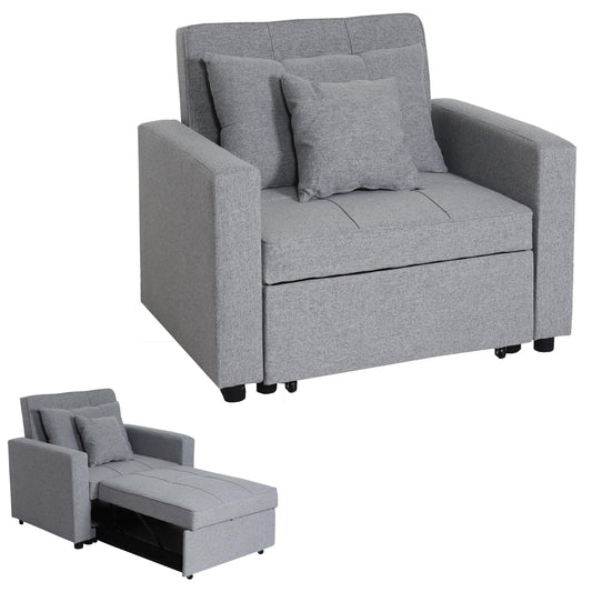 MCW-L90 fauteuil slaapbank, opklapbare fauteuil slaapbank logeerbed, ligvlak 197x103cm stof/textiel ~ lichtgrijs