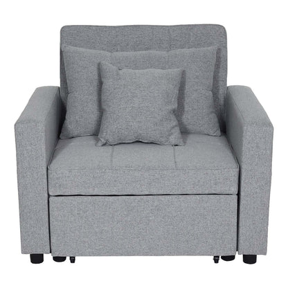 MCW-L90 fauteuil slaapbank, opklapbare fauteuil slaapbank logeerbed, ligvlak 197x103cm stof/textiel ~ lichtgrijs