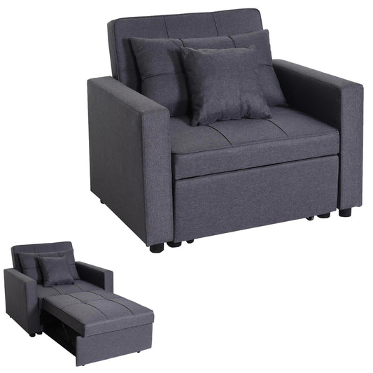MCW-L90 fauteuil slaapbank, inklapbare fauteuil slaapbank logeerbed, ligvlak 197x103cm stof/textiel ~ donkergrijs